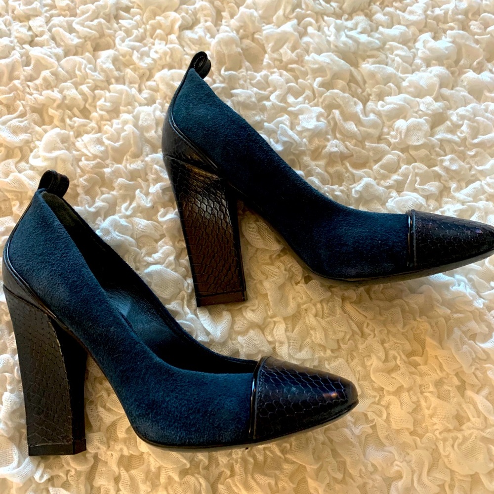 Tory Burch Suede and Snakeskin Heels